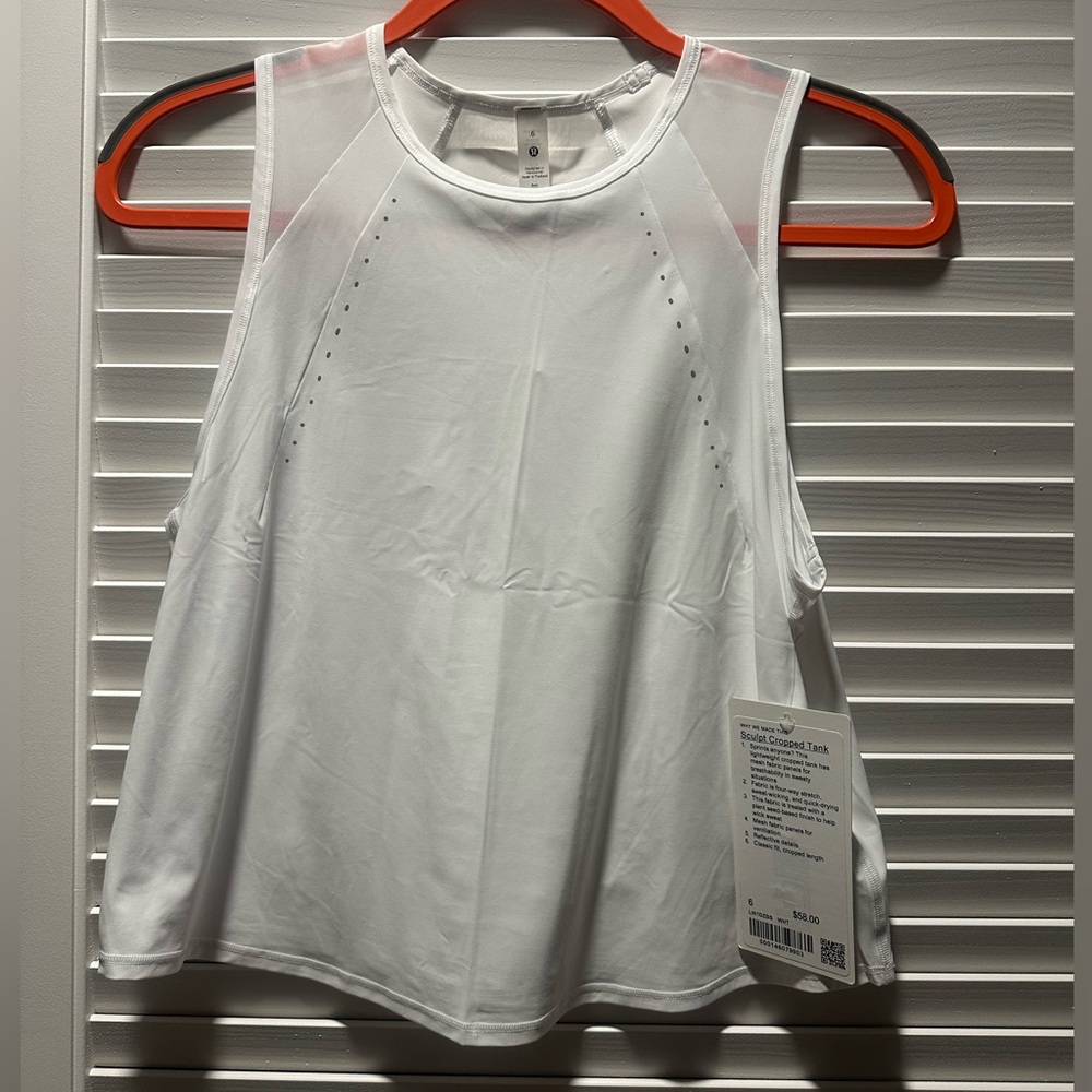 NWT! Lululemon Sculpt Cropped Tank - White - 6